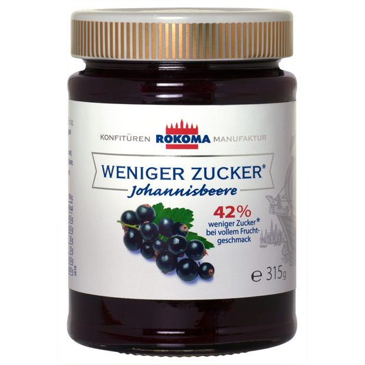 Rokoma Schwarze Johannisbeer-Fruchtaufstrich - 42% weniger Zucker 6x315g
