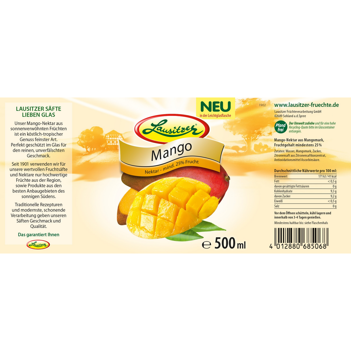 Lausitzer Mango-Nektar 500ml