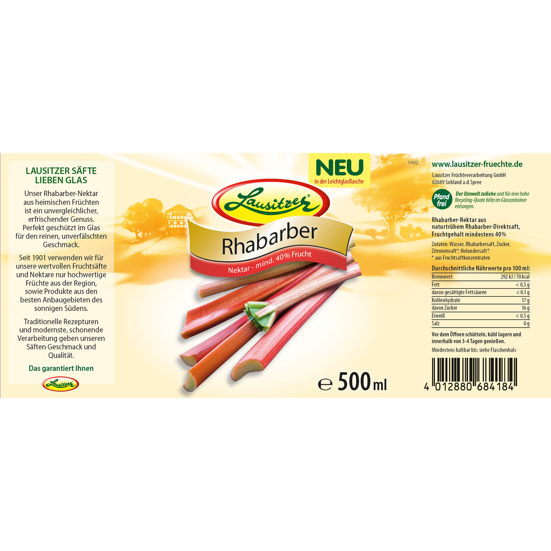 Lausitzer Rhabarber-Nektar 500ml